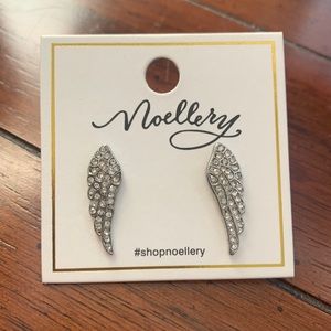Silver and Diamond Angel Wing Earrings